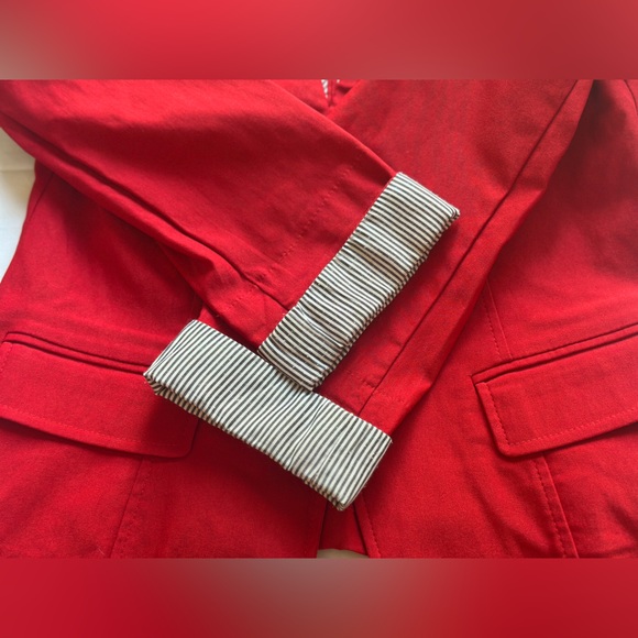 Papaya Red Blazer Jacket Women’s Medium Rolled Cuff Stretchy Lightweight - Picture 4 of 6